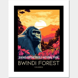 A Pop Art Travel Print of Bwindi Impenetrable National Park - Uganda Posters and Art